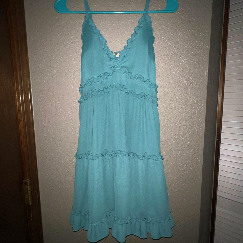 Inspired heart turquoise babydoll mini dress